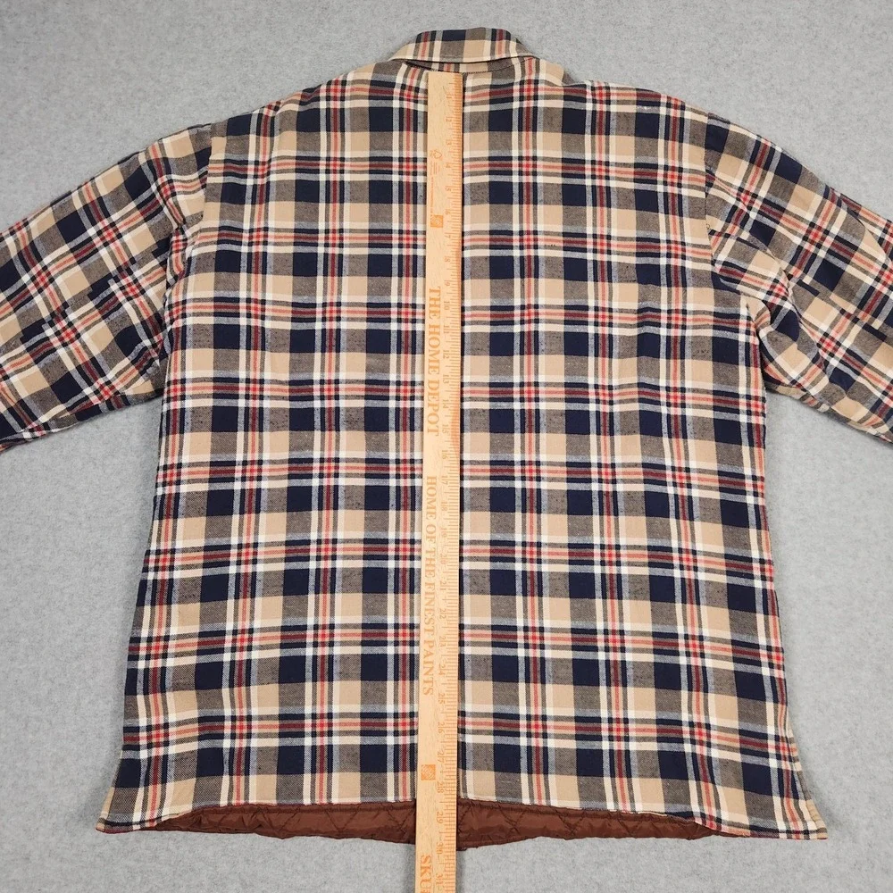 Vintage Insulated Flannel Shirt Mens Large Tab Blue Plaid Back Packer Outdoors